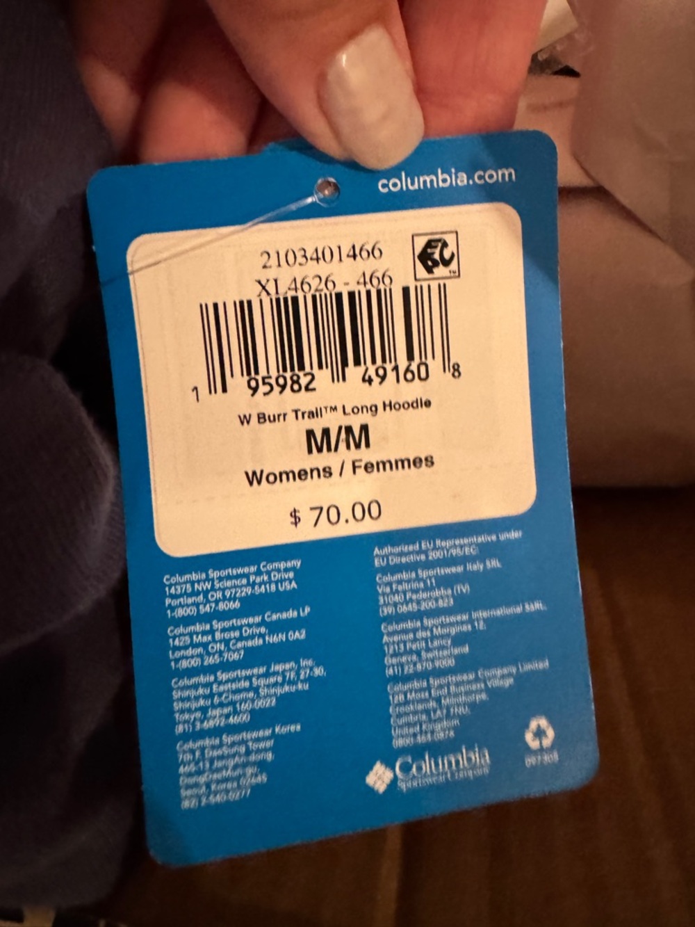 NWT Columbia Women's Navy Hooded Pullover Sweatshirt - Picture 7 of 7